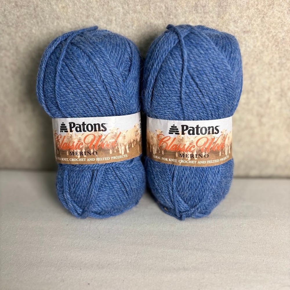 Patons Classic Wool Merino Yarn 2 Skeins New Denim Blue 100% Wool Medium 4